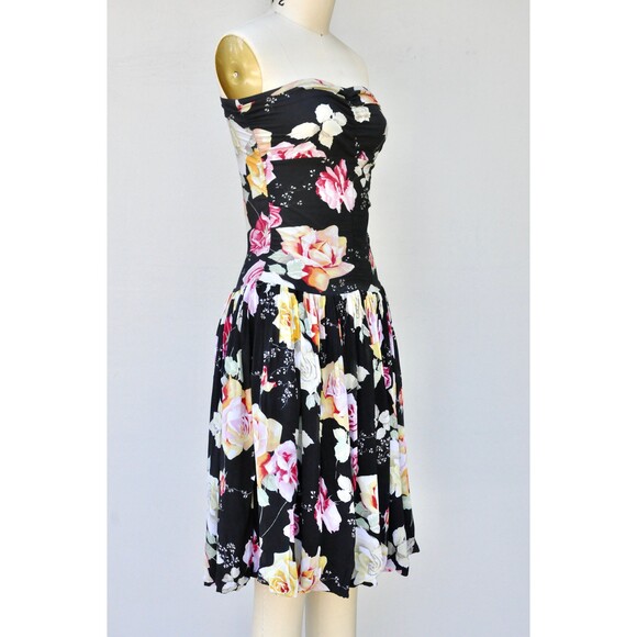 Italian Designer Floral Dress Novelty Print Fit & Flare Dress Roses Print XS - Picture 3 of 10